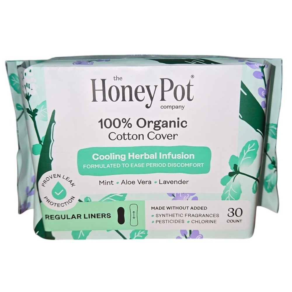The Honey Pot Co Regular Liners 100% Organic Cotton Herbal Infusion 30 Count